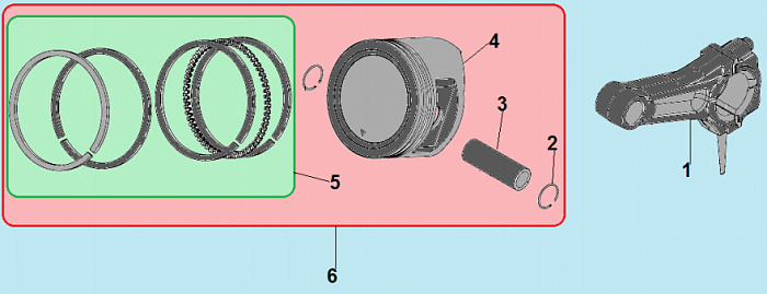 5 ПОРШЕНЬ - ШАТУН ГЕНЕРАТОР CHAMPION GG3301C