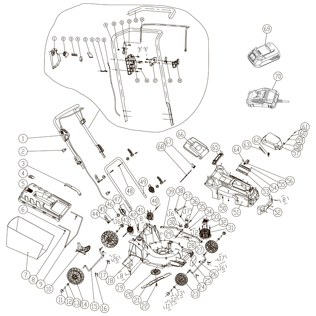 Бесщеточная газонокосилка, без АКБ ГКЛ-4336