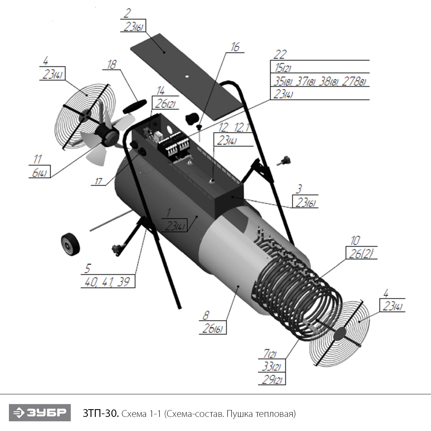 Пушка тепловая, круглый корпус ЗТП-30